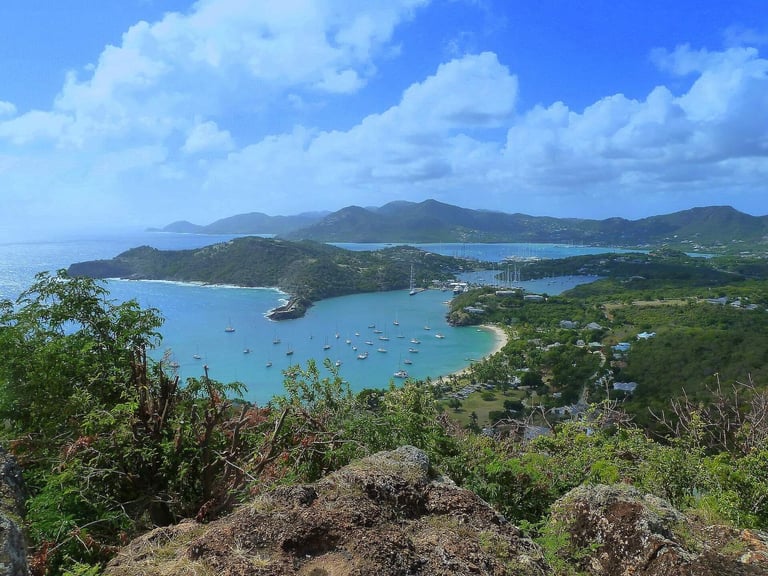 View from Shirley Heights over English Harbour and Falmouth Harbour, Antigua