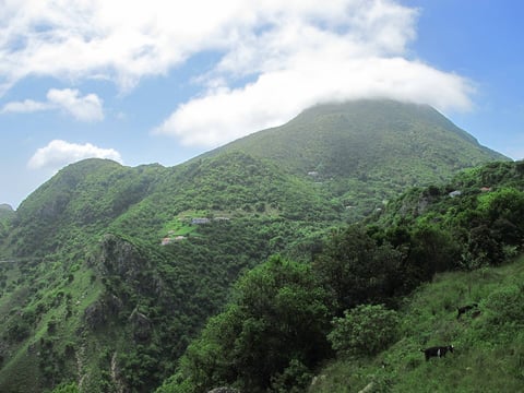 Mount Scenery capped with clouds, Saba